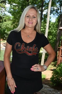 Chiefs Strass & Glitzer Bling Shirt XS S M L XL XXL 1X 2X 3X 4X 5X - Bild 1 von 13