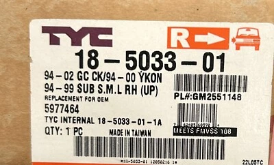 Side Marker Reflector Right for 94-02 GMC CK Pickup/94-00 Yukon/Suburban (Upper) Foto 1 de 4