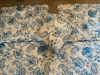 Juego de edredón 2 fundas de almohada 1 almohada azul y blanco 88" x 87" poliéster Foto 1 de 4