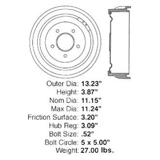 For Chevy R1500 Suburban 1989 iD Select 123-66010 Rear Brake Drum Foto 1 de 1