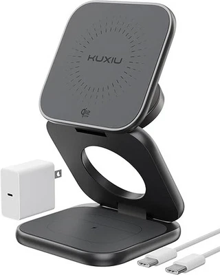 Cargador inalámbrico QI2.2 25W base de carga magnética para iPhone 17 16 15 14 iWatch Foto 1 de 4