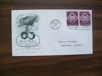 First Day Issue Envelope United Nation November 16 1951 (2) 2¢ (141) - Image 1 of 2