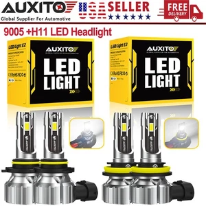 9005 + H11 LED Headlight Bulbs Combo Kit High Low Beam 6000K White Super Bright - Picture 1 of 14
