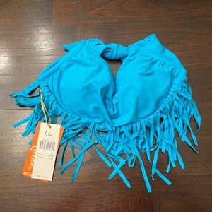 Leilani Blue Fringe Bandeau Bikini Top Size 8 332 - Picture 1 of 3
