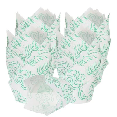 200 Stück Tulpen-Backförmchen Cupcake-/Muffin-Backformen Papier, Weiß/Gold - Bild 1 von 4