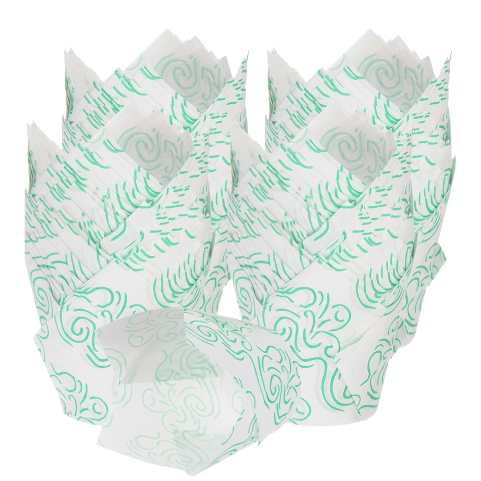 200 Stück Tulpen-Backförmchen Cupcake-/Muffin-Backformen Papier, Weiß/Gold - Bild 1 von 4