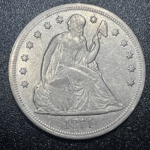 1871-P sitzender Liberty Dollar 1 $ vz extra feine Details gereinigt schöne Art Münze - Bild 1 von 2