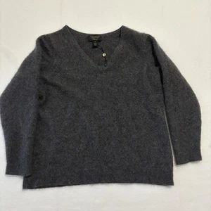 Charter Club Cashmere Sweater Women’s 1X Dark Gray V-Neck Preppy Professor - Picture 1 of 5
