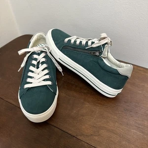 TAOS Z Soul Casual Sneaker Tennis Shoe Women's Size 9 Dark Green Side Zipper NEW - Picture 1 of 12