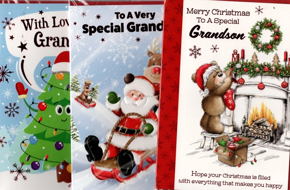 Grandson Christmas Card Choice Cute And Traditional Lovely Verses 7"x5" - Image 1 of 1