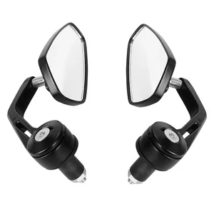 Black Motorcycle Rearview Side Mirrors Universal For 7/8" Handle Bar End Cruiser - Picture 1 of 12