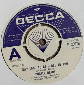 PURPLE HEART - They Long To Be Close To You - Jackie Lynton & Andee Silver UK 45 - Picture 1 of 2