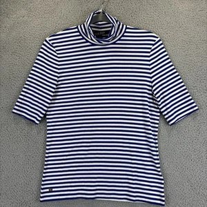 Top Ralph Lauren Mujer Grande Jersey Cuello Alto Playa Costero Náutico Rayas - Imagen 1 de 10