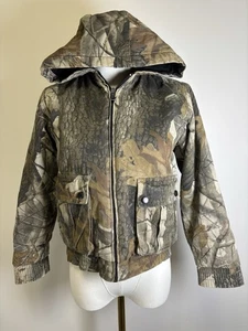Real tree Camo Hardwood Full Zip Hooded Jacket Boys 10/12 - Picture 1 of 4
