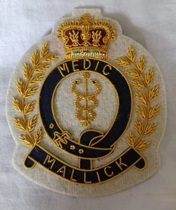 Handmade Gold Bullion Embroidery Medic Crest Patch with snake logo for Jackets - Picture 1 of 2
