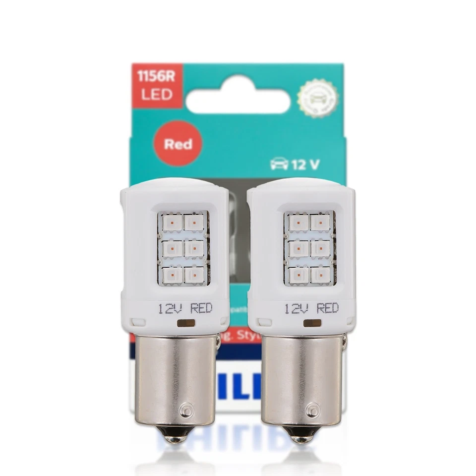 Philips Ultinon LED 1156 ROJO LED Bombillas Freno Parada Remolque Luz 1156RULRX Paquete de 2 Foto 1 de 4