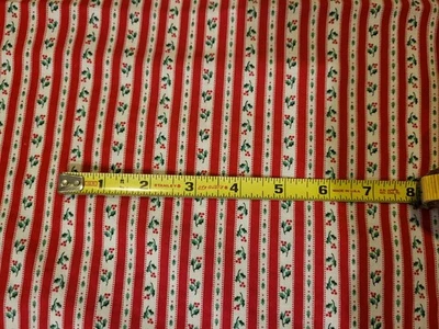 De colección 1994 3 yardas Tela Tradiciones Navidad Algodón Tela Acebo Rayas Foto 1 de 4