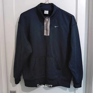 Nike Therma-Fit Fleece Pull-Over - Zipper Collar - Size: Medium - Solid Black - Picture 1 of 4