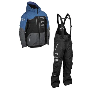 Fly Racing Carbon Snowmobile Jacket & Bib Combo - Blue/Black/Grey - Large - Picture 1 of 8