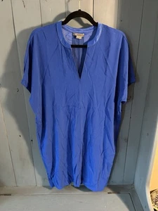 Vince Women Dress 100% Silk Collar Shirtdress M Navy Blue Relaxed Fit - Picture 1 of 16