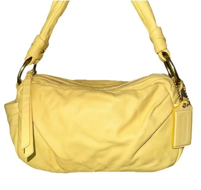 Coach Parker 230 Yellow Leather Zip Shoulder Hobo Bag Pleated Purse # 13442 - Image 1 of 4