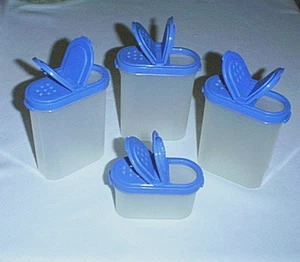 TUPPERWARE Gewürzstreuer Glas Behälter MODULAR MATES klein 1843, groß 1846 BLAU - Bild 1 von 2