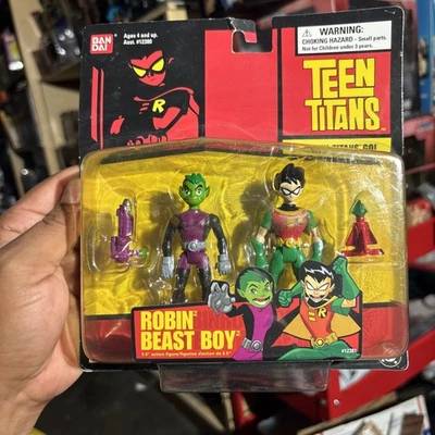2003 Bandai DC Teen Titans Go! RARE 3.5" Action Figure Robin & Beast Boy NEW - Image 1 of 4