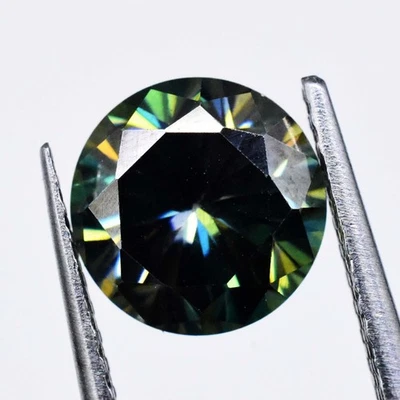 Bluish Green 1.25 Ct Round 7 MM Brilliant Moissanite Excellent Loose Gemstone - Image 1 of 4