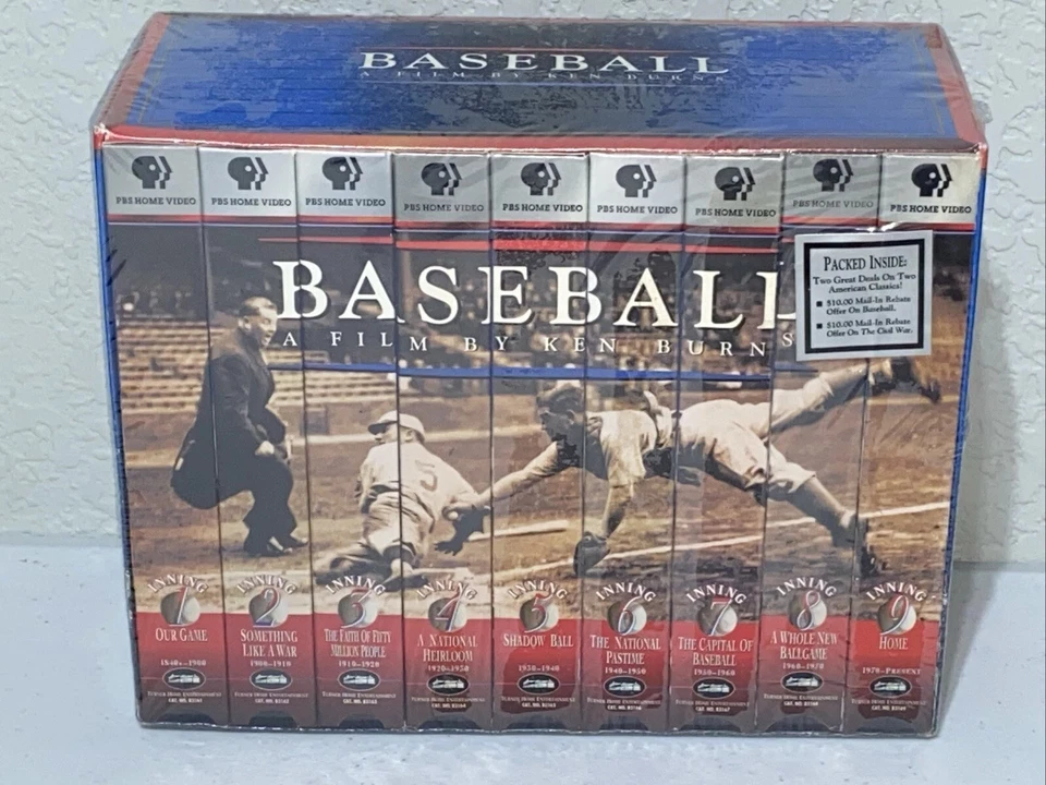 Baseball A Film by Ken Burns Box Set 9 VHS TAPES Documentary PBS 1994- NEW - Image 1 of 1