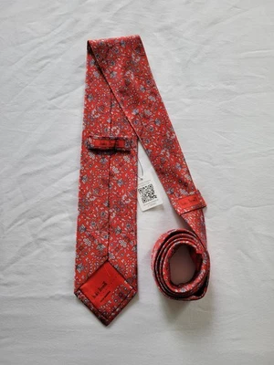 Italo Ferretti Nuevo con Etiquetas Para Hombre Seda Satinado Rojo y Gris Corbata Mosaico Floral Paisley  Foto 1 de 4