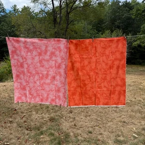 Vintage Patrick Lose Orange Marbled Fabric 2 pc 1 yd Each Excellent New Material - Picture 1 of 10