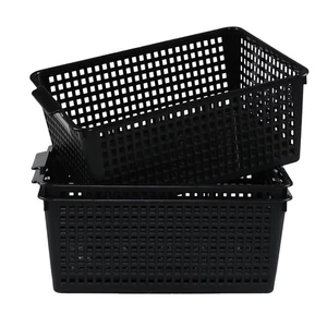 3 Packs Large Plastic Storage Baskets, Open Organizing Baskets, Black - Bild 1 von 7