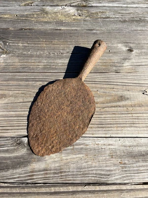 EARLY PRIMITIVE TURPENTINE TAR DIP PADDLE TOOL Beaver Tail POT SCRAPER - Image 1 of 4