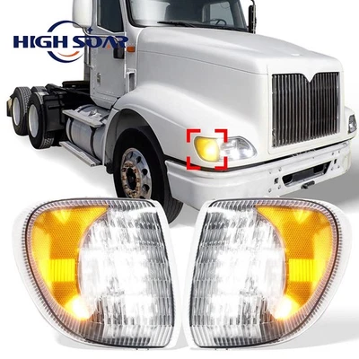 Pair LED Corner Turn Signal Lights Lamps For International 9200 9400 LH+RH Side Foto 1 de 4
