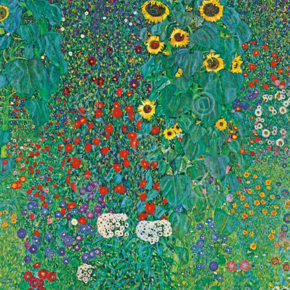 Póster impreso artístico de Gustav Klimt de jardín de granja con girasoles alrededor de 1905/1906 11x14 Foto 1 de 1