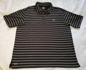 Nike Performance Black White Striped Polo Short Sleeve Shirt Mens 2XL Golf Sport - Picture 1 of 8