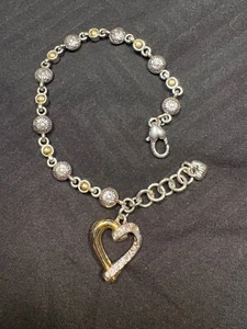 Bracciale Brighton Link, con tono oro e argento con cuore in cristallo - Foto 1 di 6