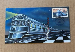 US FDC Pat Beller Cachet Hand-Painted #3335 Train 20th Century Ltd 15/40 1999 - Picture 1 of 3