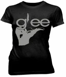 Juniors Black High School Music Club TV Show Glee Finger Logo T-shirt Tee - Picture 1 of 1