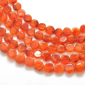 Carnelian Plain Coin Beads, Carnelian Gemstone Beaded 18'' Strand - Picture 1 of 6