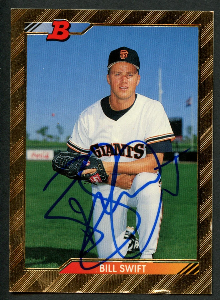 Tarjeta coleccionable de béisbol Bowman 1992 autografiada firmada por Bill Swift #611 Foto 1 de 1