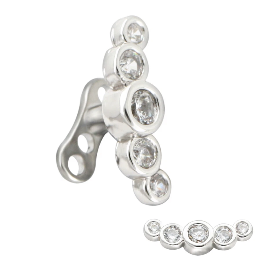 14G G23 Titanium Base 5 Clear CZ Dermal Anchor Top Universal Piercing Jewelry - Image 1 of 4