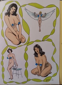 female figure drawing Ink nude artist Jerome Cadd classic pin-up girls an angel - Picture 1 of 6