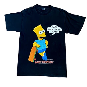 Bart Simpson Mens XL Cool Your Jets Man Vintage 1990 Black Shirt SSI Simpsons - Picture 1 of 8