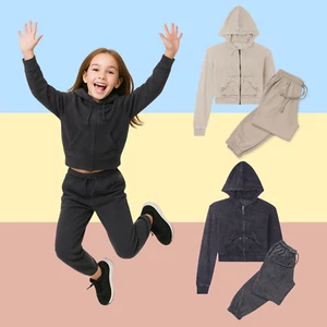 Girls Cute Cropped Hoodie Trouser Set Long Sleeve Acid Wash 2 Piece Sizes 9-16Y - Picture 1 of 15