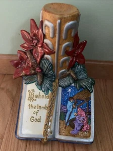 RARE Vintage ATLANTIC MOLD Christmas Candle Bible Behold The Lamb Of God - Picture 1 of 5