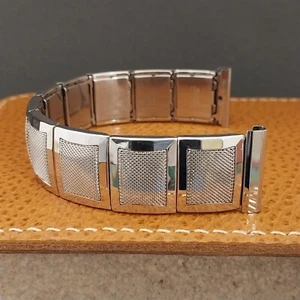 Vintage 17.2mm White Gold-Filled Flex-Let Classic nos 1958 MCM Unused Watch Band - Picture 1 of 9