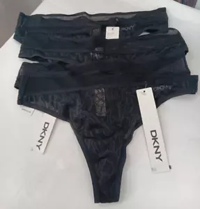 DKNY Lase Black Thongs Size Small 4Pack AE5 - Picture 1 of 6