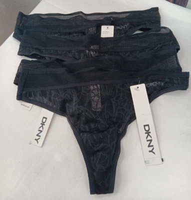 DKNY Lase Black Thongs Size Small 4Pack AE5 - Image 1 of 4