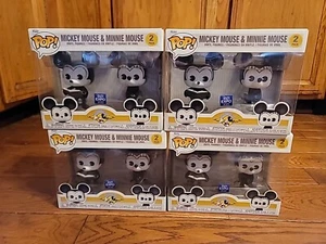 Disney Funko Pop Mickey & Minnie Mouse Black & White 2 Pack Expo 2022 Lots of 4 - Picture 1 of 5